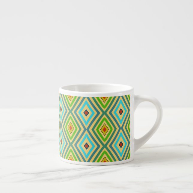 Blue Green Diamond Geometrical Pattern Espressotasse (Rechts)