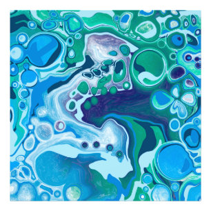 Blue Green Digital Marble Fluid Art Fotodruck