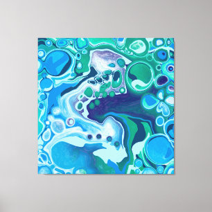 Blue Green Digital Marble Fluid Art Leinwanddruck