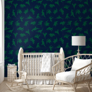 Blue Green Dinosaur Baby Boy Kinderzimmer Peel & S Tapete