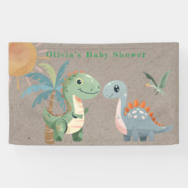 Blue Green Dinosaur Boy Baby Dusche Banner
