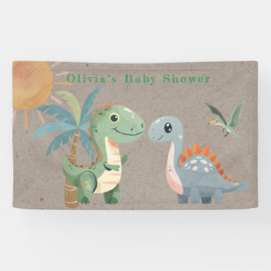 Blue Green Dinosaur Boy Baby Dusche Banner