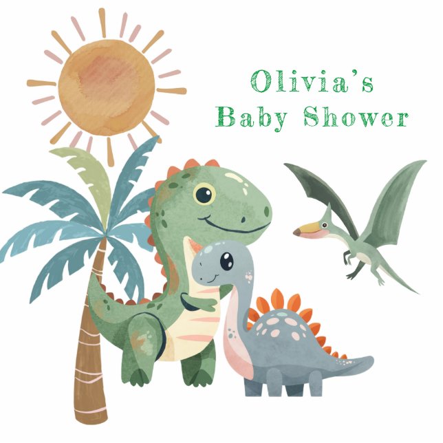 Blue Green Dinosaurier und Friends Girl Baby Dusch Freistehende Fotoskulptur (Vorne)