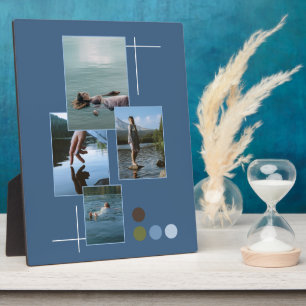Blue Green Drown Foto Collage Script Plaque Fotoplatte