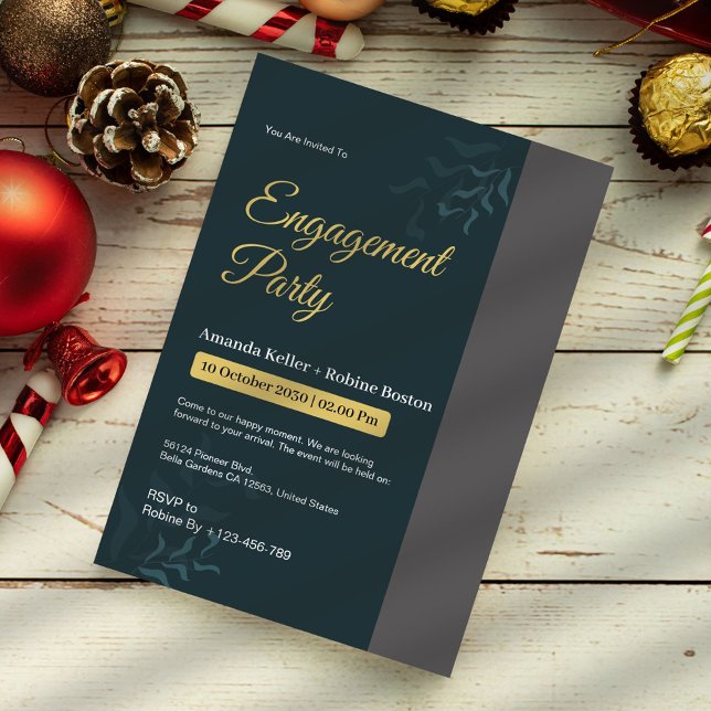 Blue Green Engagement Party Einladung (Von Creator hochgeladen)