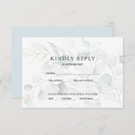 Blue Green Eucalyptus Wedding RSVP Response Einladung