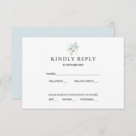 Blue Green Eucalyptus Wedding RSVP Response Einladung