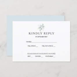 Blue Green Eucalyptus Wedding RSVP Response Einladung