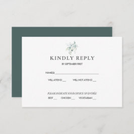 Blue Green Eucalyptus Wedding RSVP Response Invita Einladung