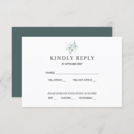 Blue Green Eucalyptus Wedding RSVP Response Invita Einladung