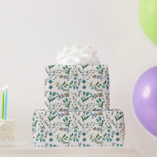 Blue Green Floral Blume Geschenk für ihre Wasserfa Geschenkpapier