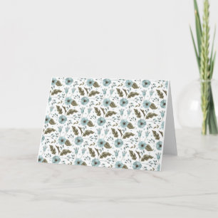 Blue Green Floral Note Card Danke Karte