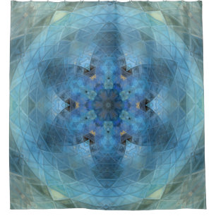 Blue Green Floral Orb Duschvorhang