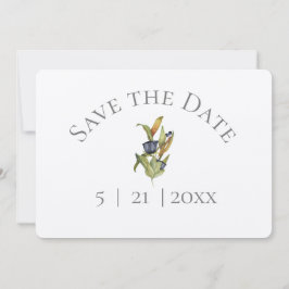 Blue & Green Floral Save the Date w Foto