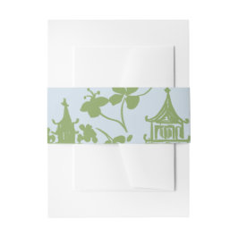 Blue Green Floral Watercolor Wedding Envelope Einladungsbanderole