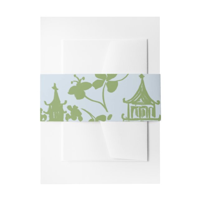 Blue Green Floral Watercolor Wedding Envelope Einladungsbanderole (Vorderseite Beispiel)