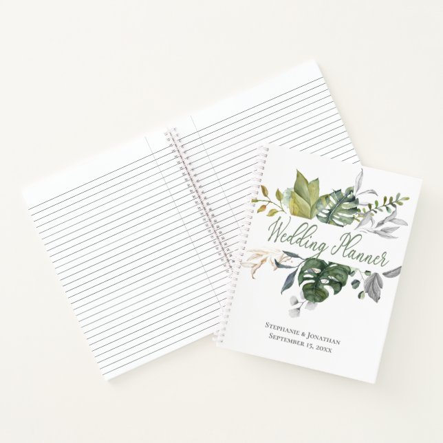Blue & Green Floral Wedding Planner Notebook Notizbuch (Innenseite)