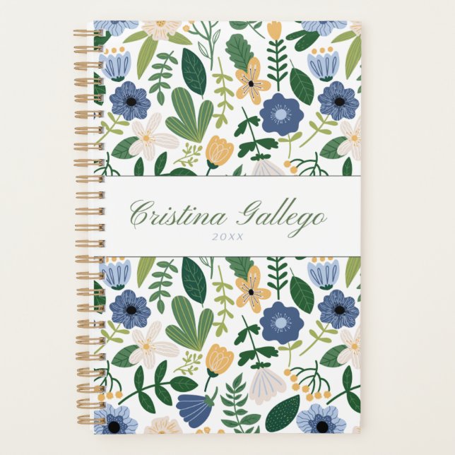 Blue & Green Flower Planner Planer (Vorderseite)