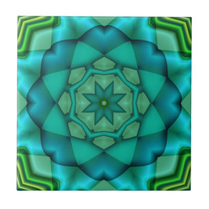 Blue Green Fraktal Art Keramik Tile Fliese