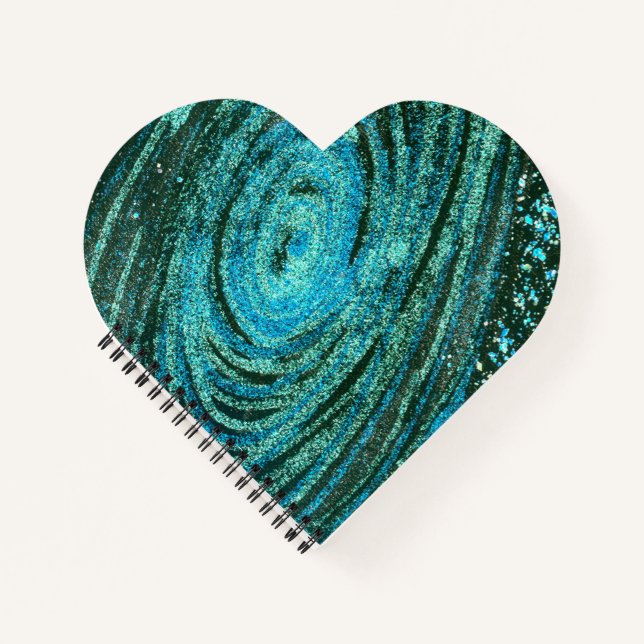 Blue Green Galaxy Heart Notebook Notizbuch (Vorderseite)