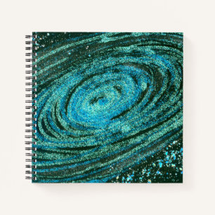 Blue Green Galaxy Notebook Notizbuch