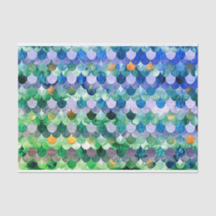 Blue Green Girly Mermaid Fish Scales Seidenpapier