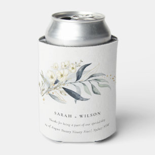 Blue Green Gold Leafy Botanical Floral Wedding Dosenkühler