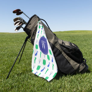 Blue & Green Golf Monogram Golfhandtuch