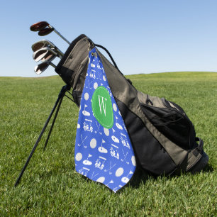 Blue & Green Golf Monogram Golfhandtuch
