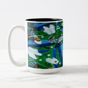 Blue & Green Golfing Zweifarbige Tasse