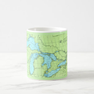 Blue & Green Great Lakes Map Tasse
