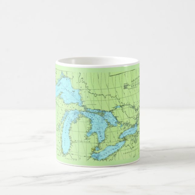 Blue & Green Great Lakes Map Tasse (Mittel)