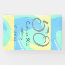 Blue Green Grey 50. Geburtstag hinzufügen Namensda Banner