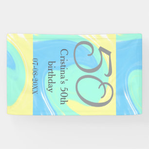 Blue Green Grey 50. Geburtstag hinzufügen Namensda Banner