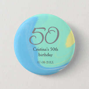 Blue Green Grey 50. Geburtstag hinzufügen Namensda Button