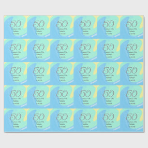 Blue Green Grey 50. Geburtstag hinzufügen Namensda Geschenkpapier