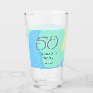 Blue Green Grey 50. Geburtstag hinzufügen Namensda Glas