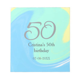 Blue Green Grey 50. Geburtstag hinzufügen Namensda Notizblock