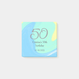 Blue Green Grey 50. Geburtstag hinzufügen Namensda Post-it Klebezettel