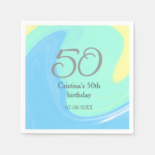 Blue Green Grey 50. Geburtstag hinzufügen Namensda Serviette