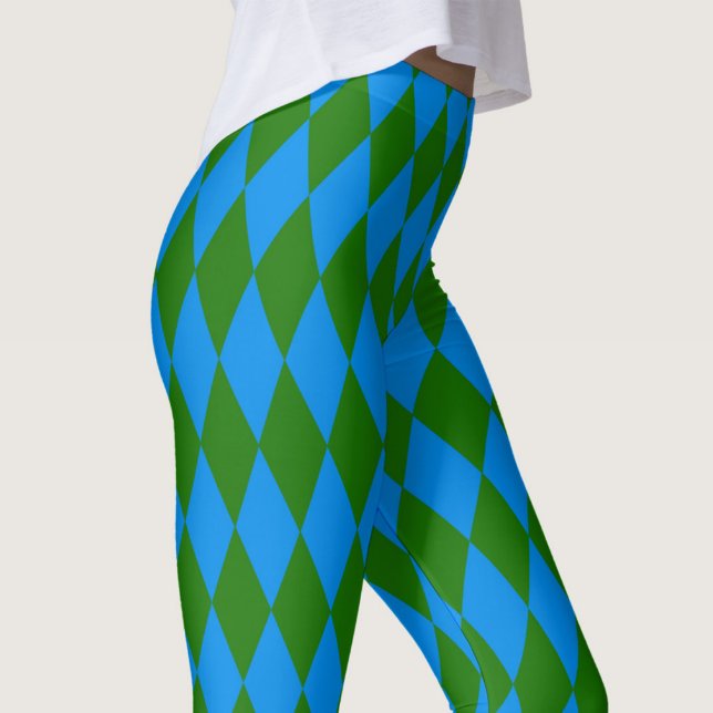 Blue Green Harlequin Checkered Design  Leggings (Von Creator hochgeladen)