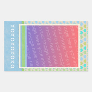 Blue Green Heart Muster Foto Template Aufkleber
