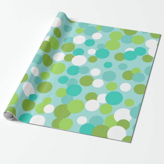 Blue Green Holiday Dots Wrapping Paper Geschenkpapier (Ungerollt)