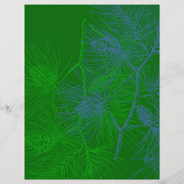 Blue Green Holiday Pine Pattern Flyer (Vorne)