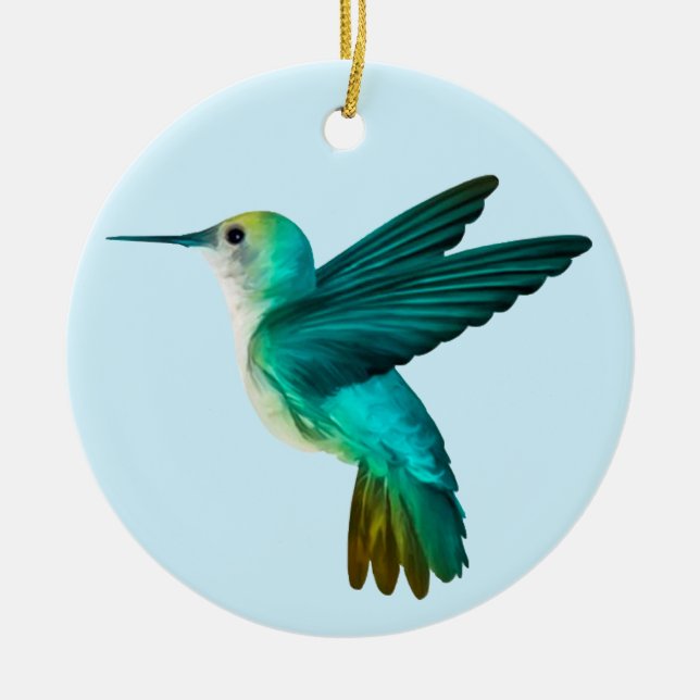 Blue Green Hummingbird Ornament (Vorne)