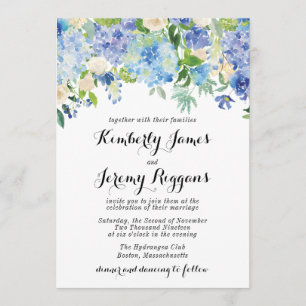Blue Green Hydrangea Blume Wedding Einladungswagen Einladung