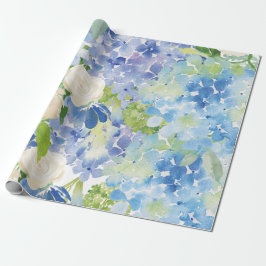 Blue Green Hydrangea Blume Wrapping Paper Geschenkpapier
