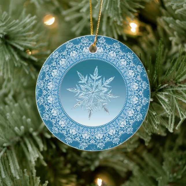 Blue Green Ice Keramik Ornament (Baum)