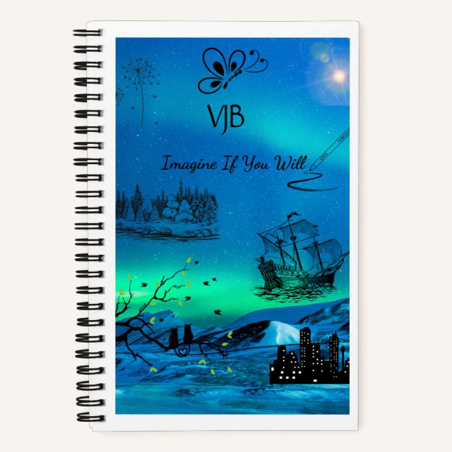 Blue Green Imagine Notizbuch (Vorderseite)