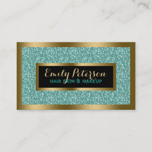Blue-Green Imitats Glitzer Gold Akzente Visitenkarte
